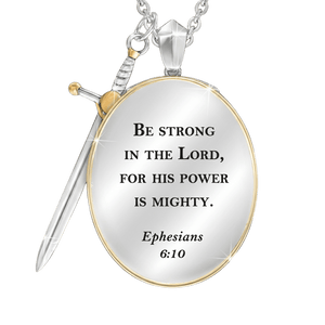 Antique Silver Plated Saint Michael with Sword Necklace