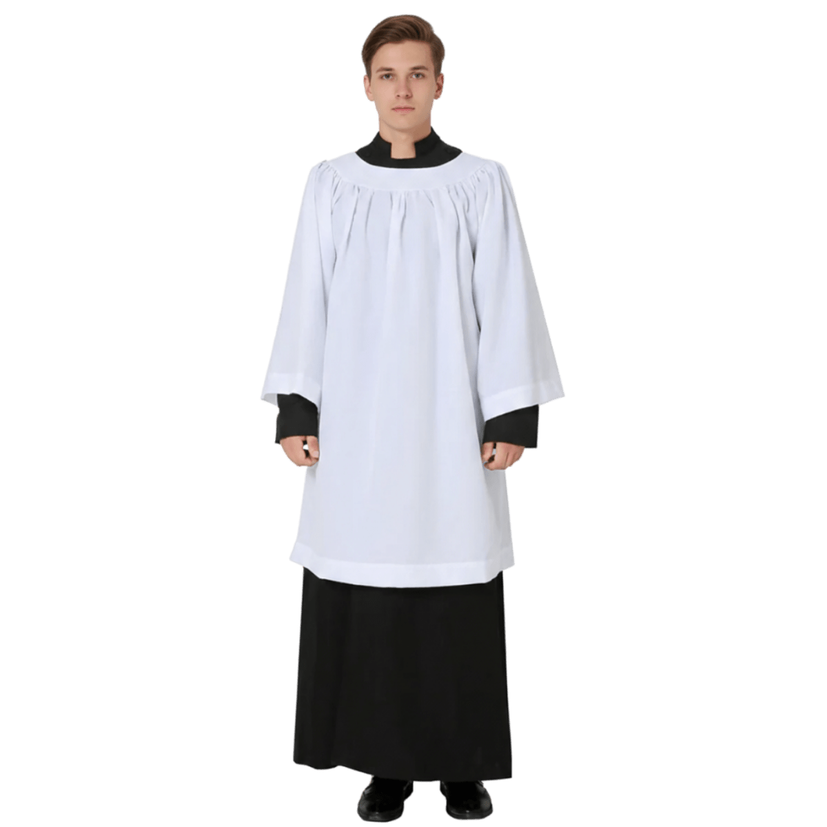 Basic White Server Surplice — Round Neckline (4 Sizes) - JMJ Catholic Productsvariant