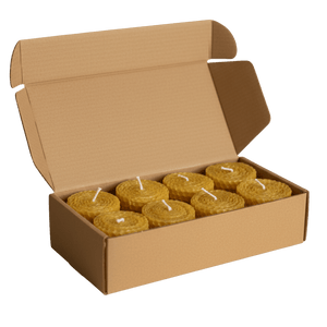 Beeswax Honeycomb Pillar Candles — Natural, 100% Pure Yellow Beeswax (Box of 8)