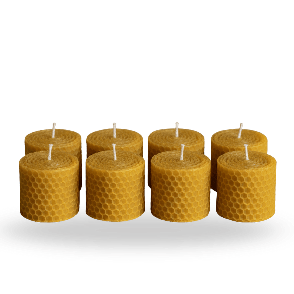 Beeswax Honeycomb Pillar Candles — Natural, 100% Pure Yellow Beeswax (Box of 8) - JMJ Catholic Productsvariant