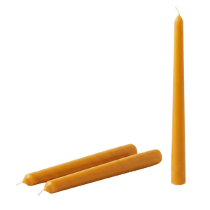 Set of three beeswax pillar candles