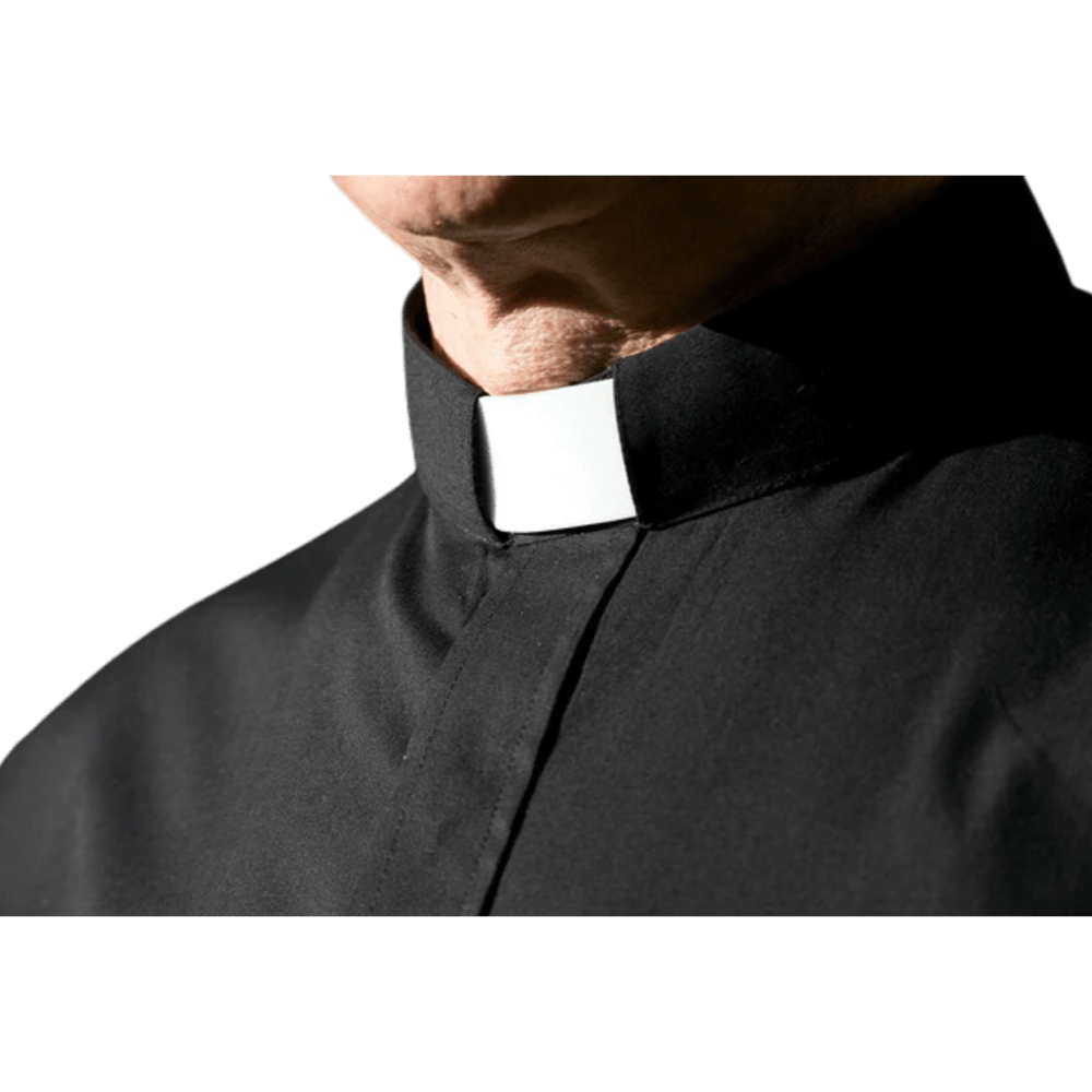 Black Clergy Shirt — Long Sleeve, Tab Collar (70% Cotton) - JMJ Catholic Productsvariant