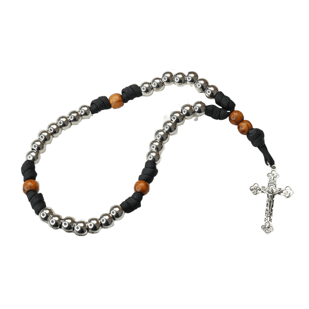 Black Cord Rosary with Silver Crucifix - JMJ Catholic Productsvariant