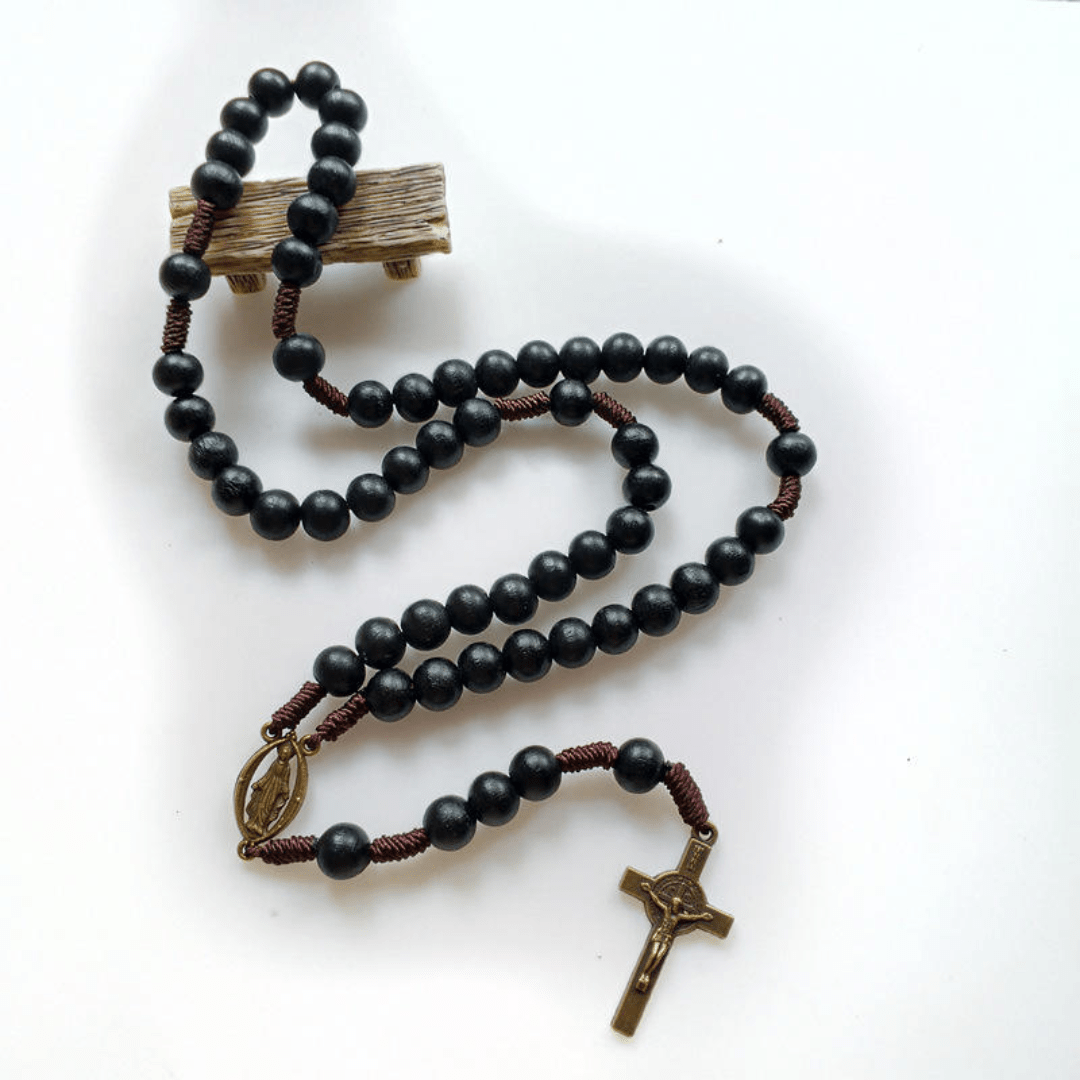 Black Wooden Rosary - JMJ Catholic Productsvariant