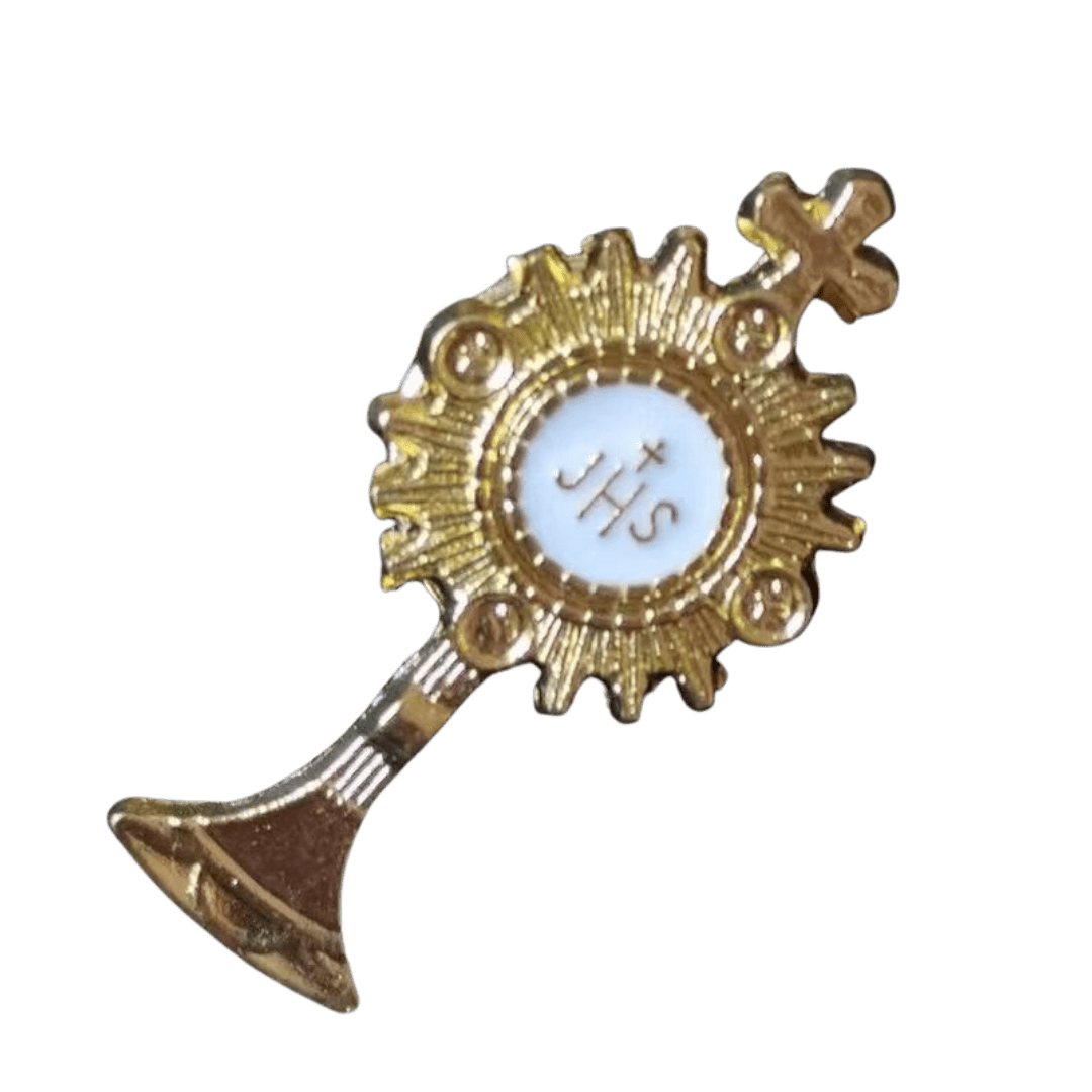 Blessed Sacrament Holy Communion Brooch Pin - Gold