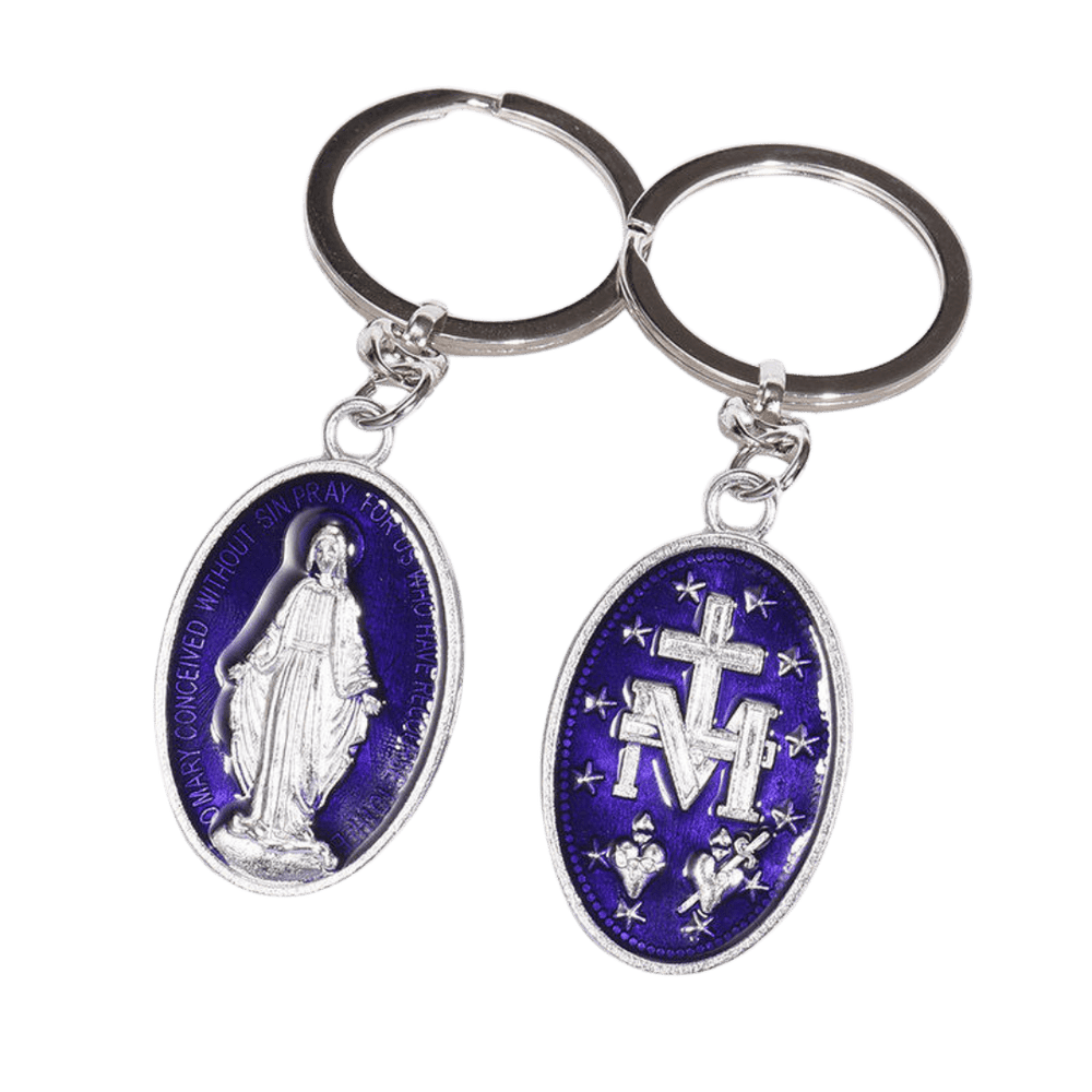 Blue Enamel Miraculous Medal Keychain - JMJ Catholic Productsvariant