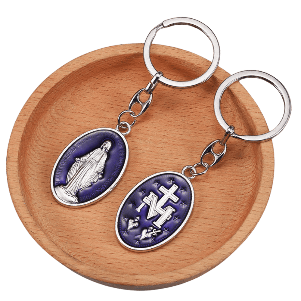 Blue Enamel Miraculous Medal Keychain - JMJ Catholic Productsvariant