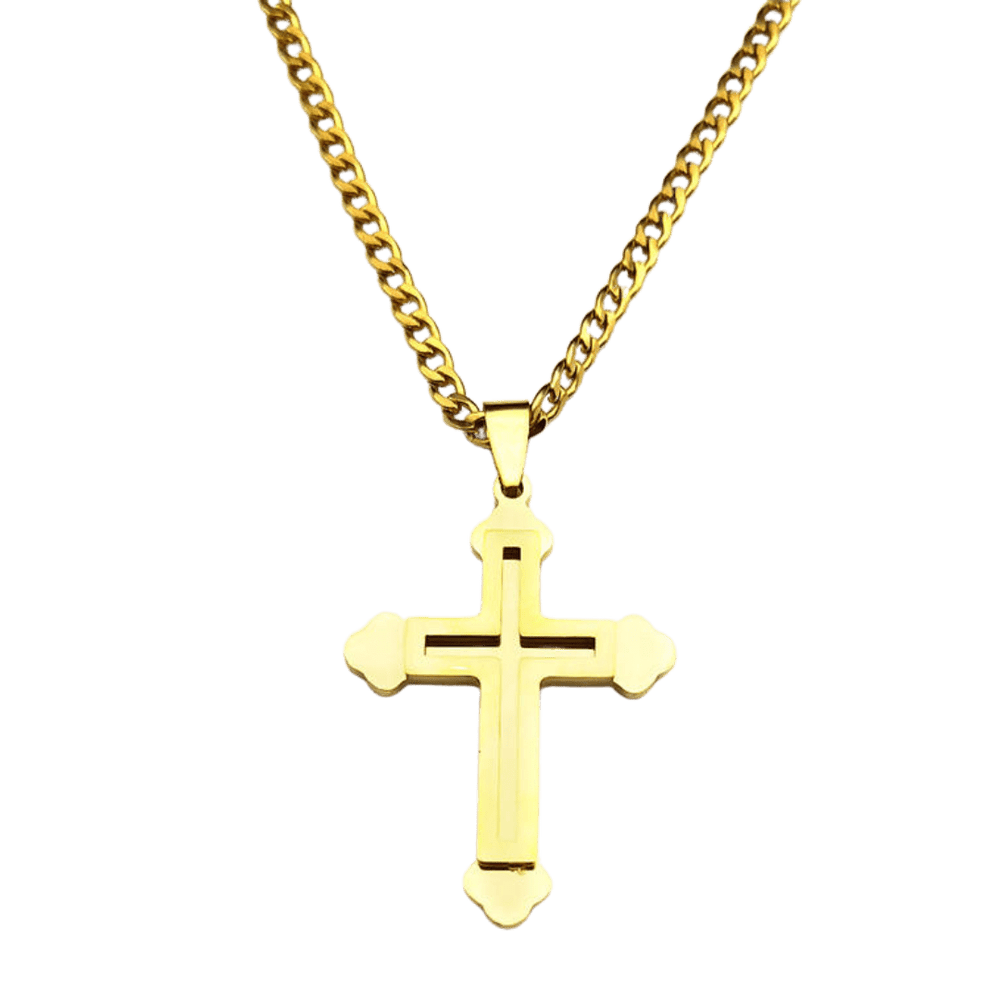 Bold Gold Plated Crucifix Necklace — Stainless Steel - JMJ Catholic Productsvariant