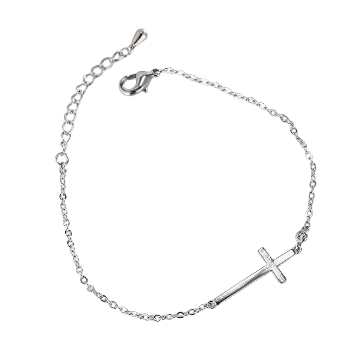 Catholic Crucifix Silver Bracelet – Adjustable Chain