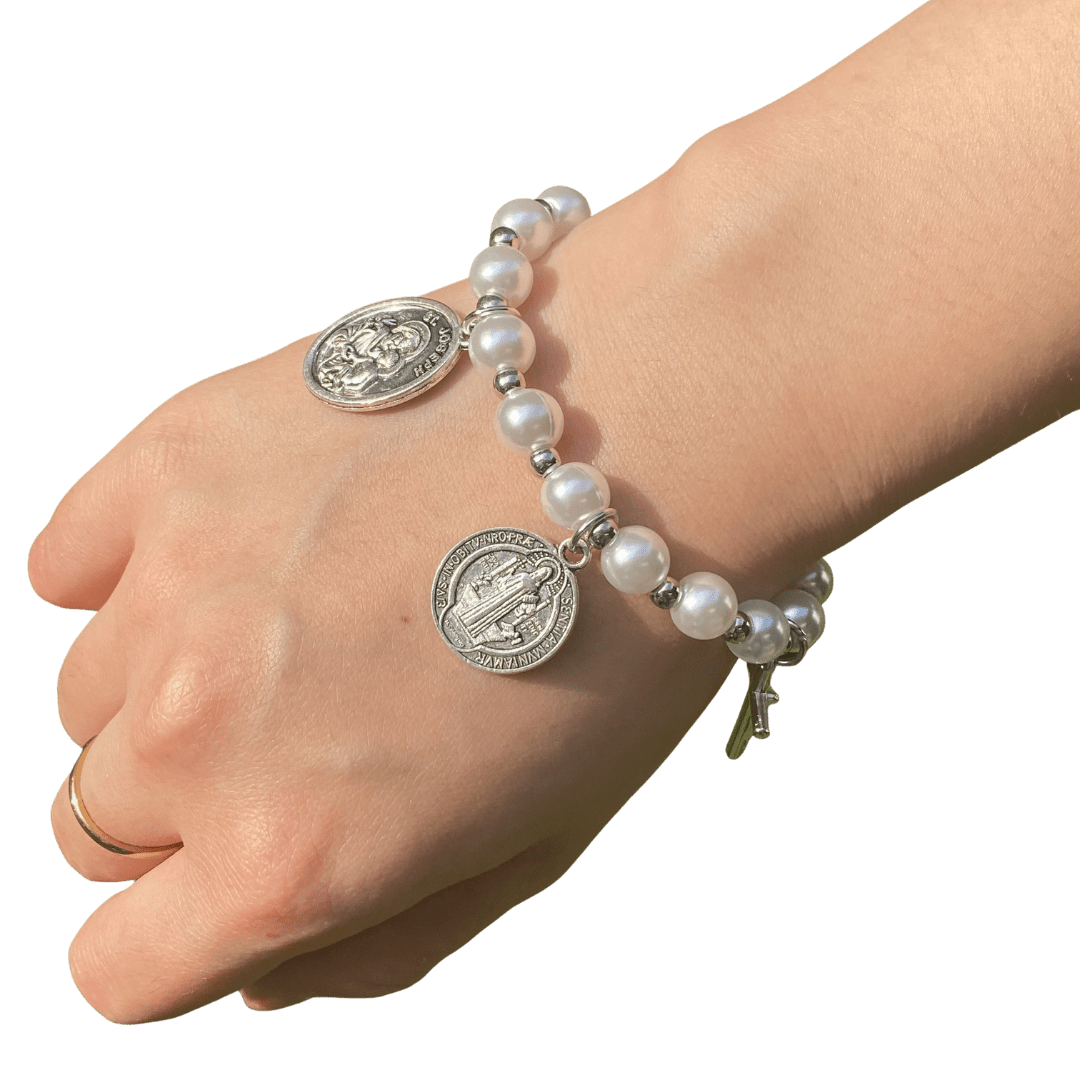 Catholic Pearl Rosary Bracelet – First Communion and Confirmation Gift - JMJ Catholic Productsvariant