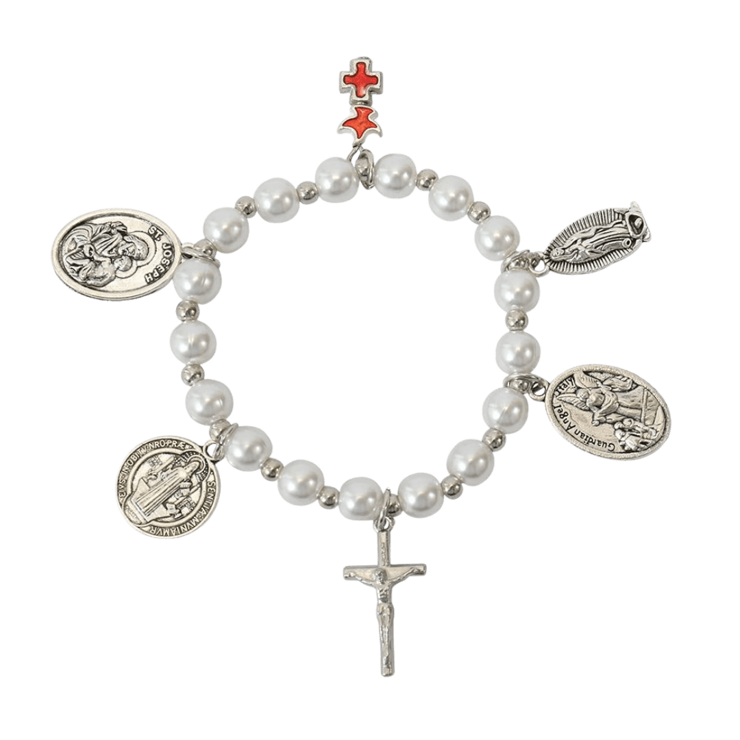 Catholic Pearl Rosary Bracelet – First Communion and Confirmation Gift