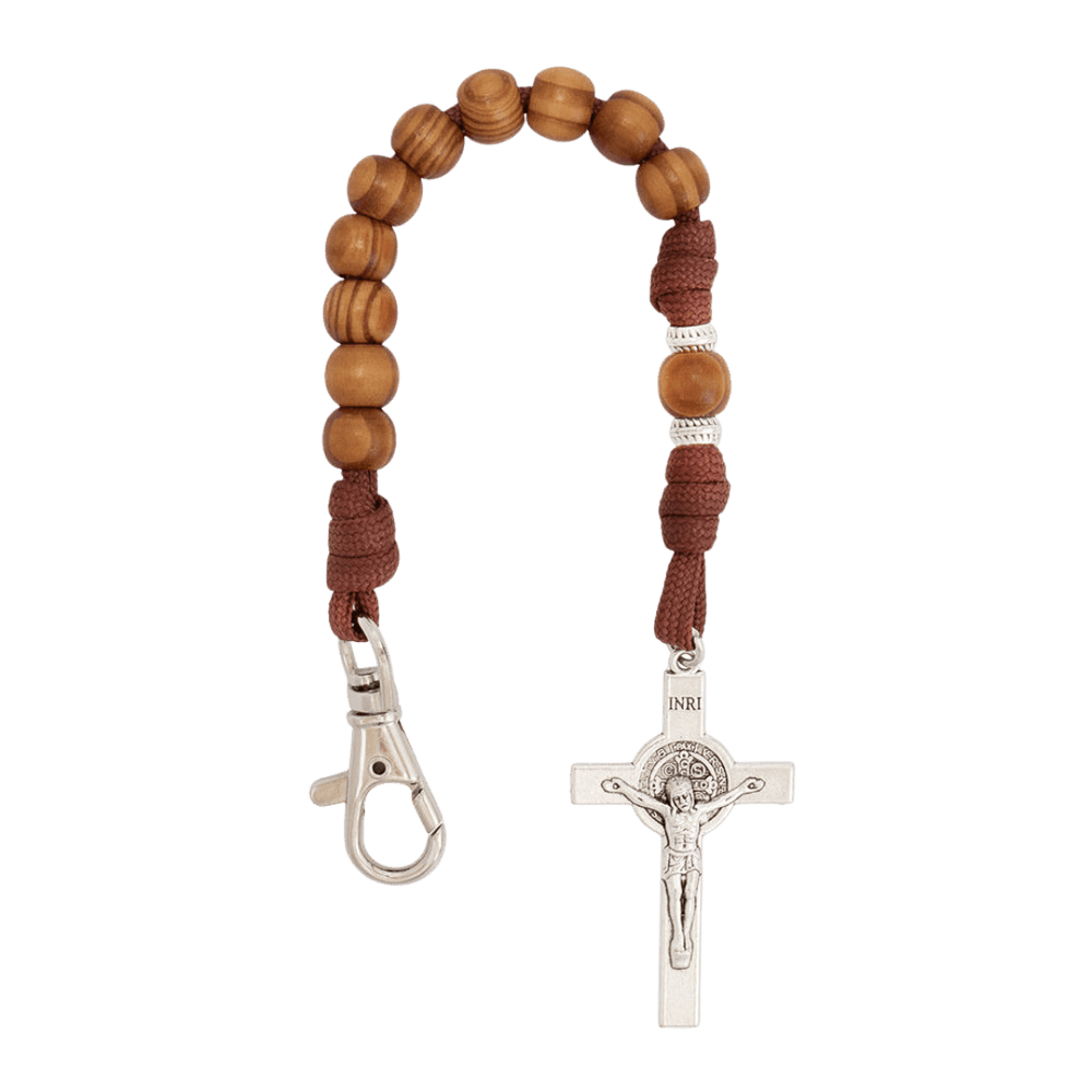 Catholic Pocket Rosary – Wood Beads with Silver Crucifix - JMJ Catholic Productsvariant