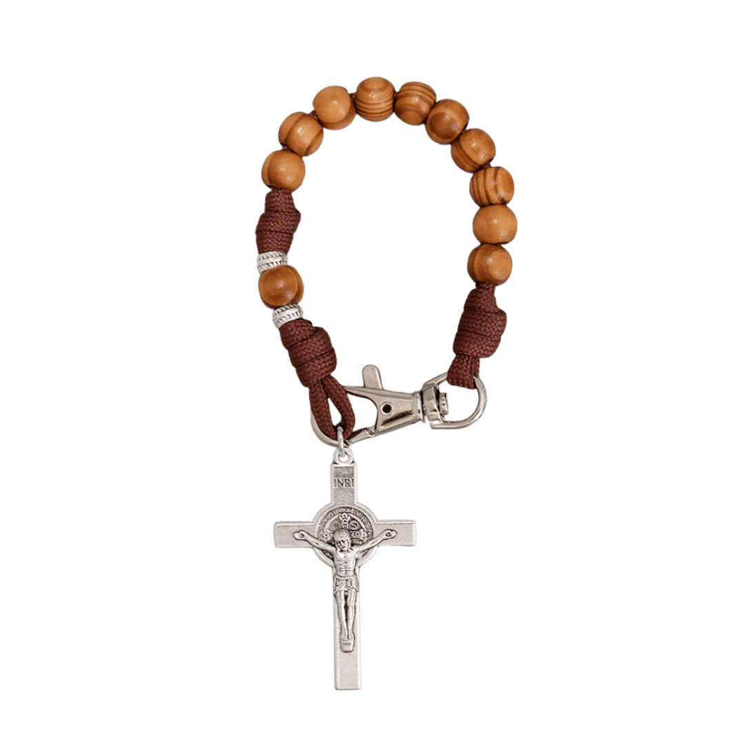 Catholic Pocket Rosary – Wood Beads with Silver Crucifix - JMJ Catholic Productsvariant