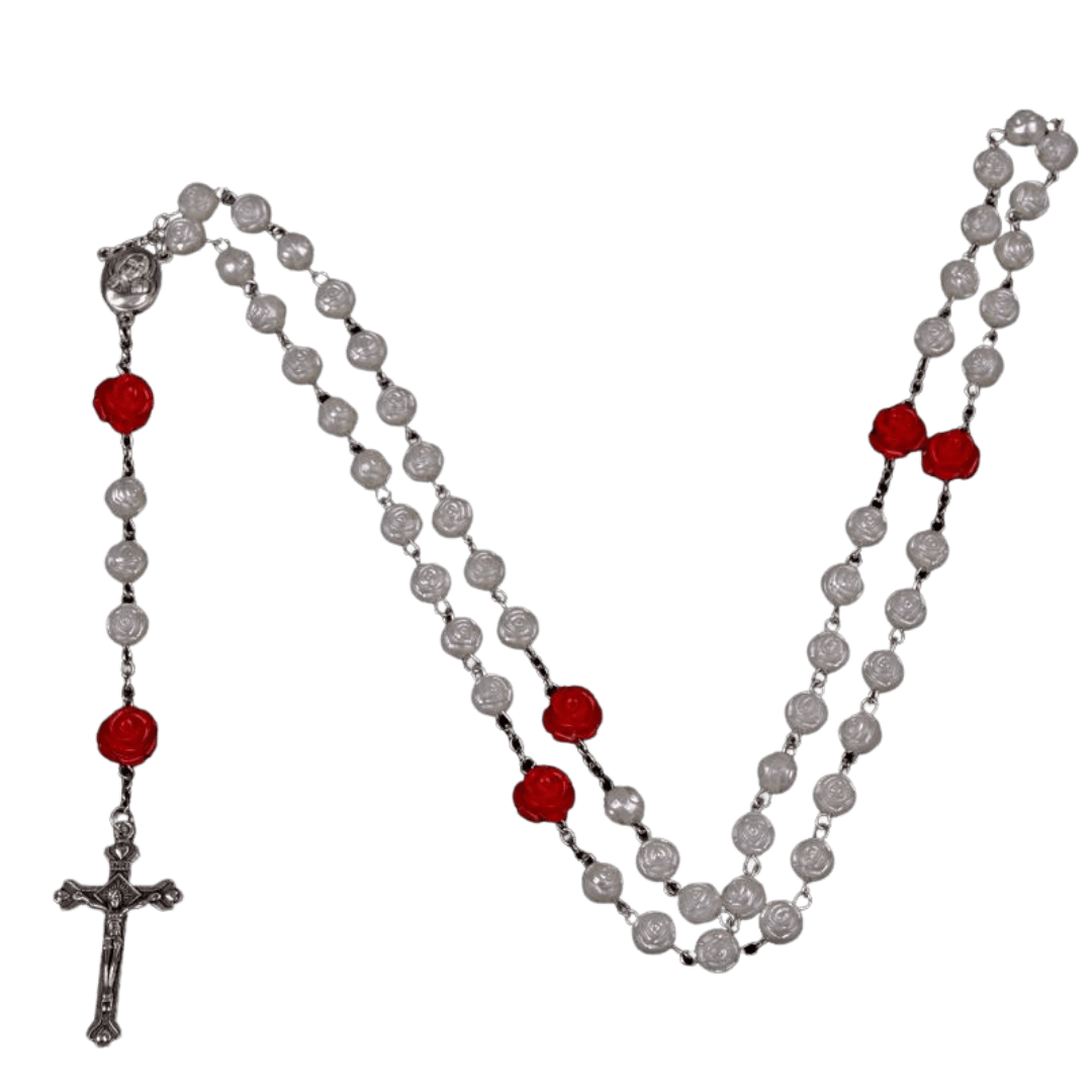Catholic Rosary with Artificial Rose Beads - JMJ Catholic Productsvariant