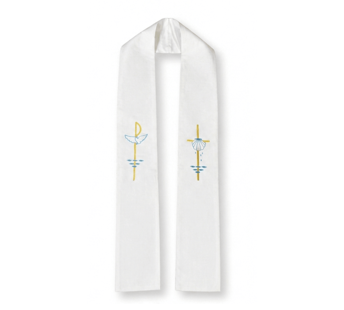 Child's Confirmation Stole — White, Holy Spirit & Baptism Embroidered (2 Sizes) - JMJ Catholic Productsvariant