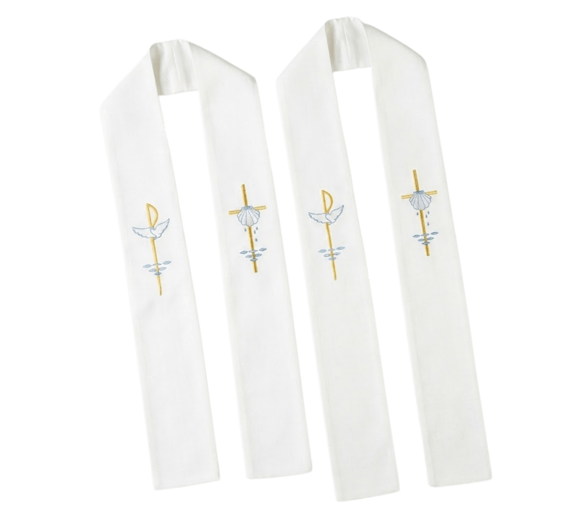 Child's Confirmation Stole — White, Holy Spirit & Baptism Embroidered (2 Sizes) - JMJ Catholic Productsvariant
