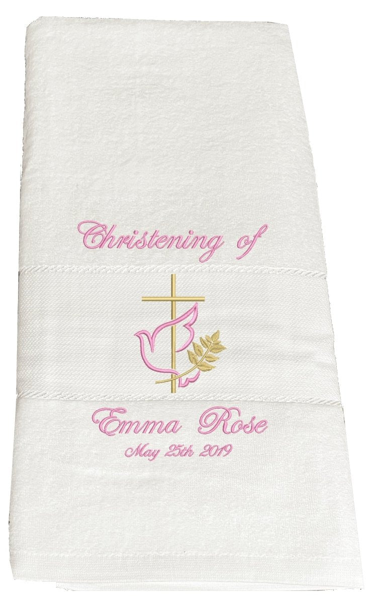 Customised Embroidered Christening Towel - Girl