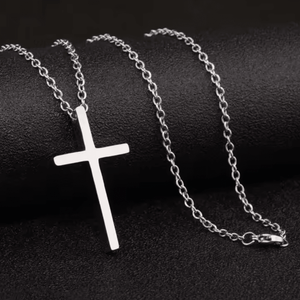 Classic Stainless Steel Crucifix Necklace – Silver (Round Link Chain)