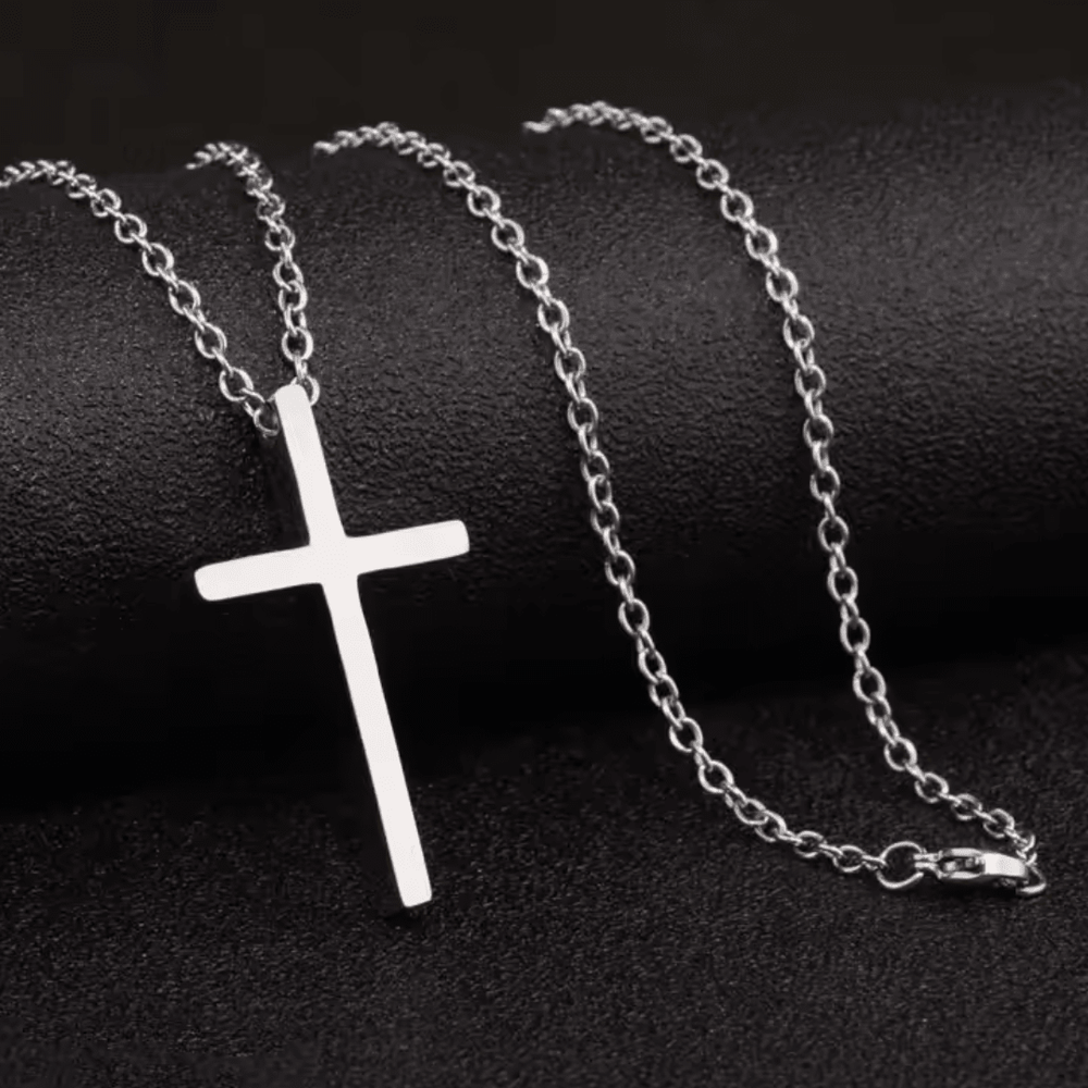 Classic Stainless Steel Crucifix Necklace – Silver (Round Link Chain) - JMJ Catholic Productsvariant