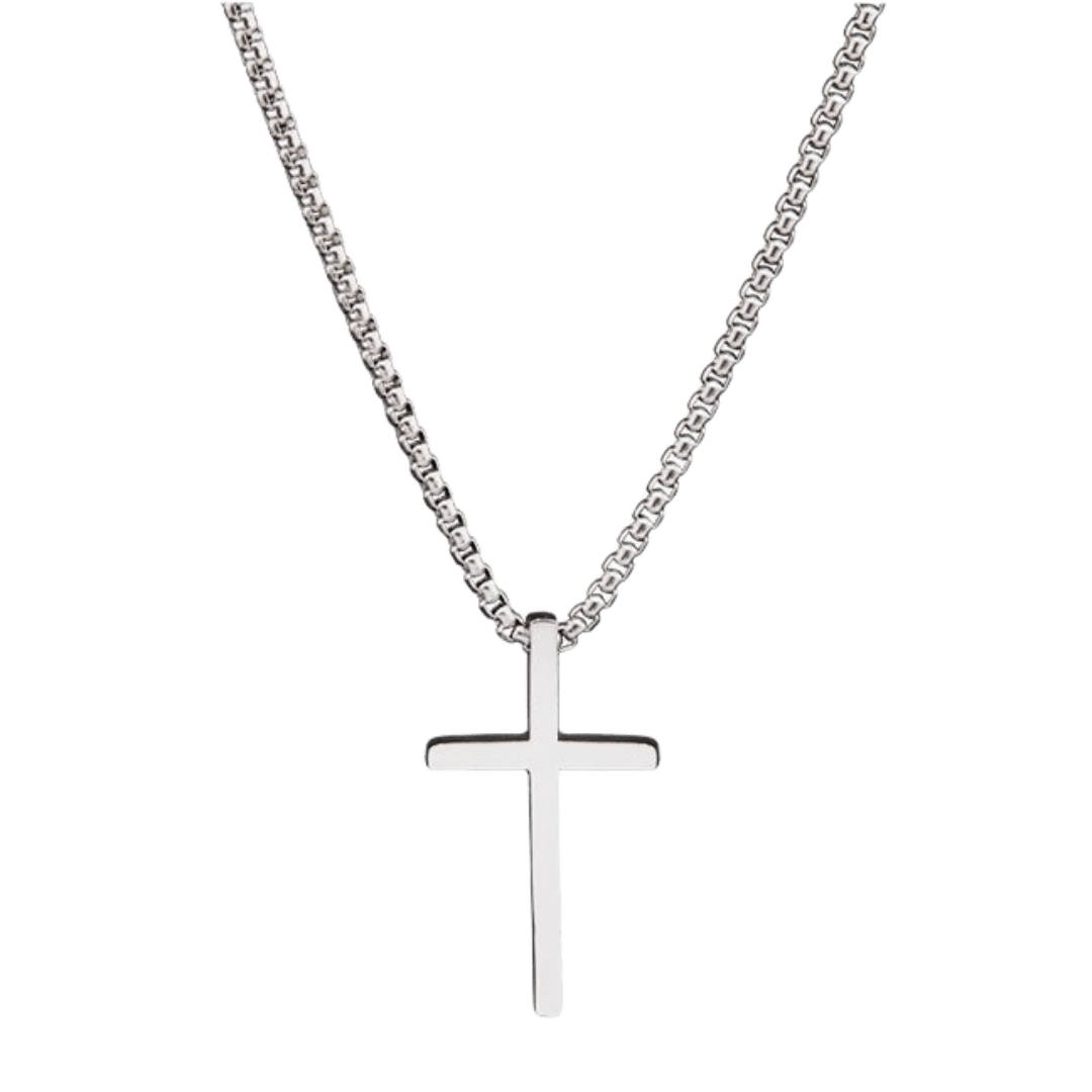 Classic Stainless Steel Crucifix Necklace – Silver (Round Link Chain) - JMJ Catholic Productsvariant
