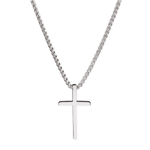 Classic Stainless Steel Crucifix Necklace – Silver (Round Link Chain) - image 3
