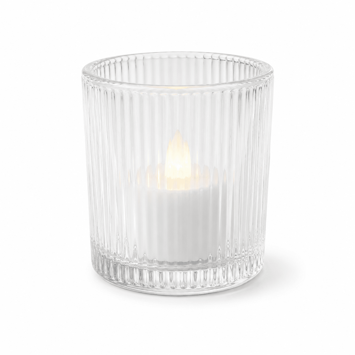 Clear Glass Flameless LED Votive Candles — Realistic Warm Glow (Pack of 6) - JMJ Catholic Productsvariant