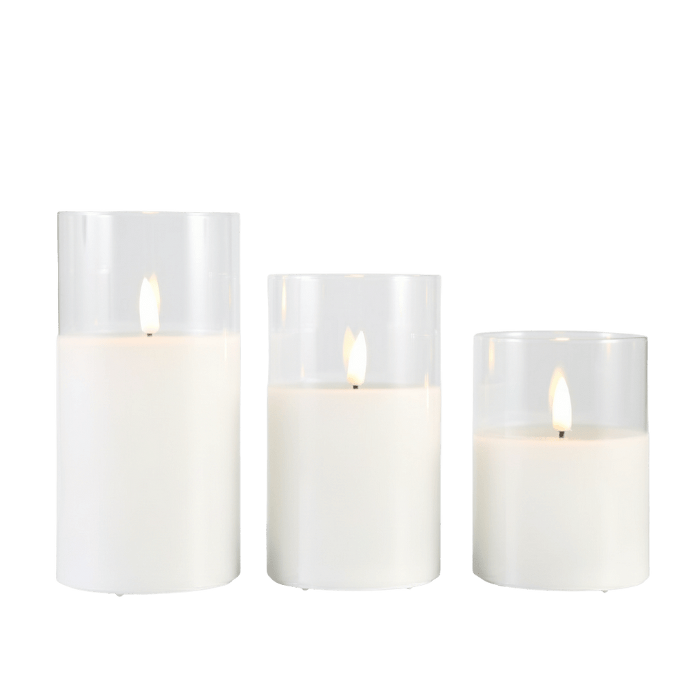 Clear Glass Real-Wax LED Candle — Realistic Flameless Glow for Schools & Sanctuaries (3 Sizes) - JMJ Catholic Productsvariant