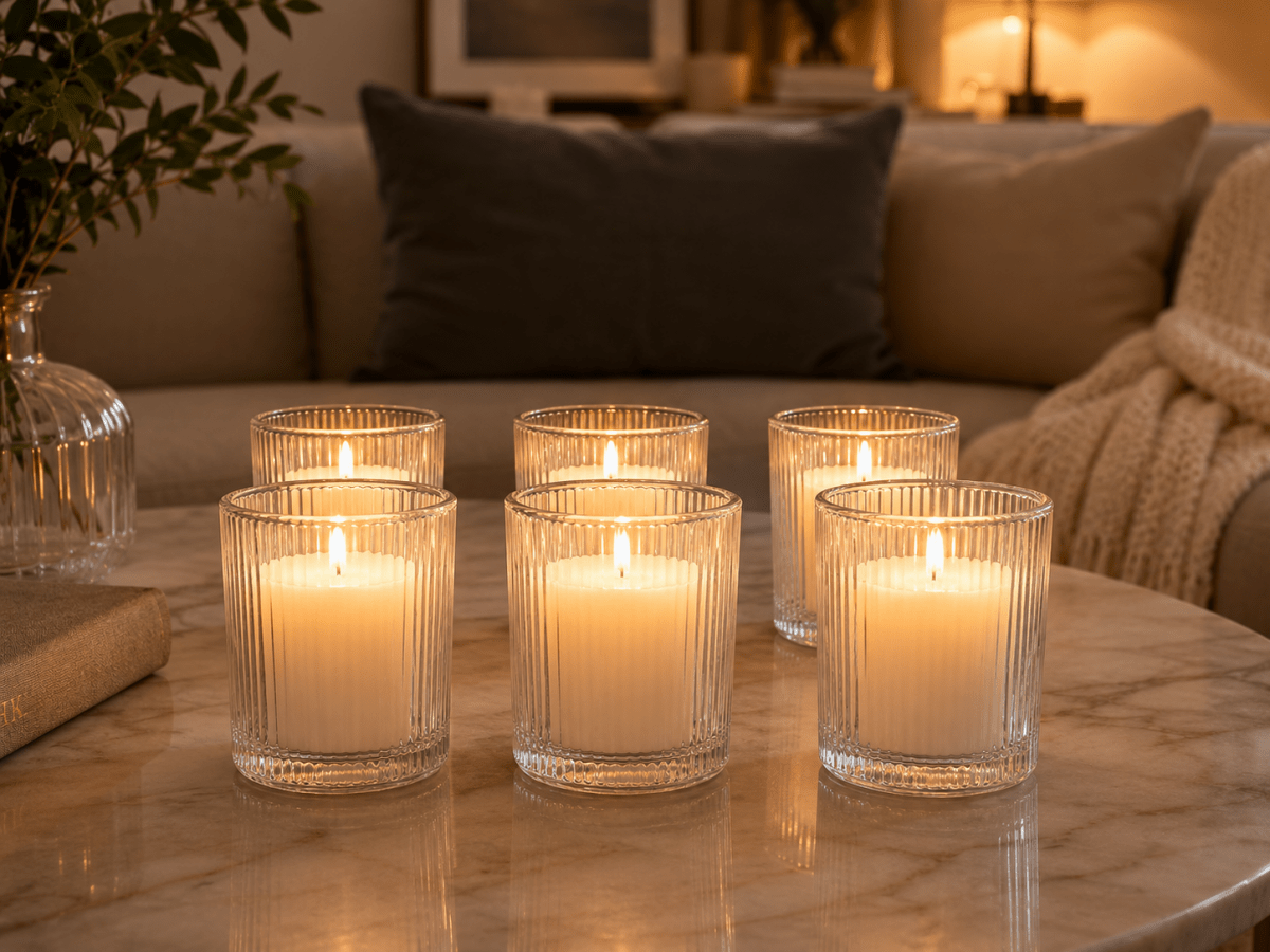 Clear Glass Votive Candles — Real Wax, for Prayer & Petition (Pack of 6) - JMJ Catholic Productsvariant