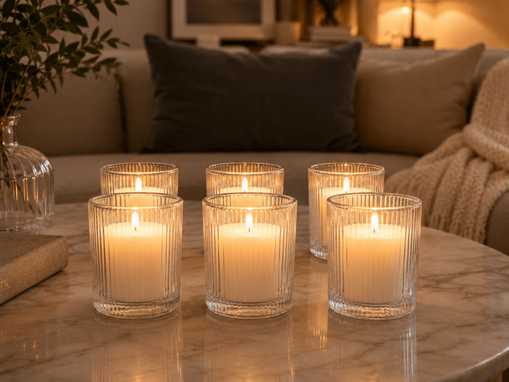 Clear Glass Votive Candles — Real Wax, for Prayer & Petition (Pack of 6) - JMJ Catholic Productsvariant
