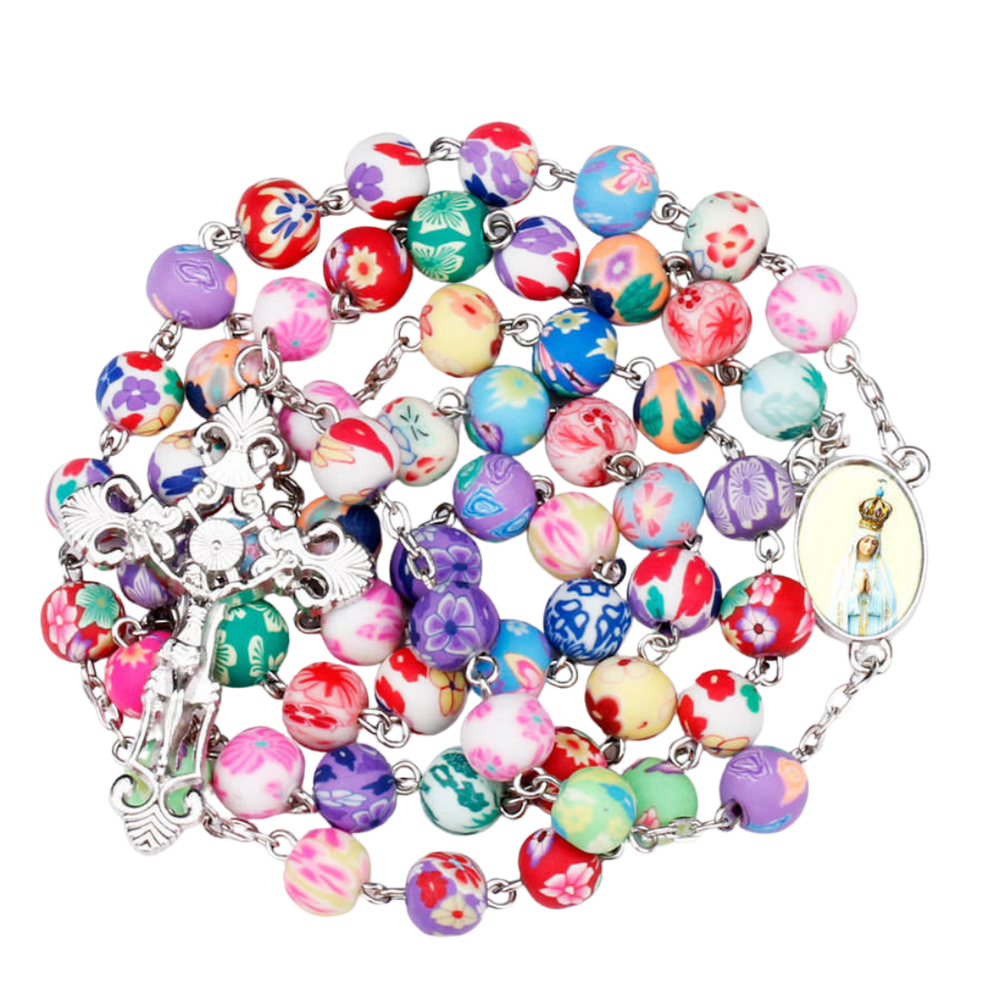 Colourful Virgin Mary Polymer Clay-Bead Rosary - JMJ Catholic Productsvariant