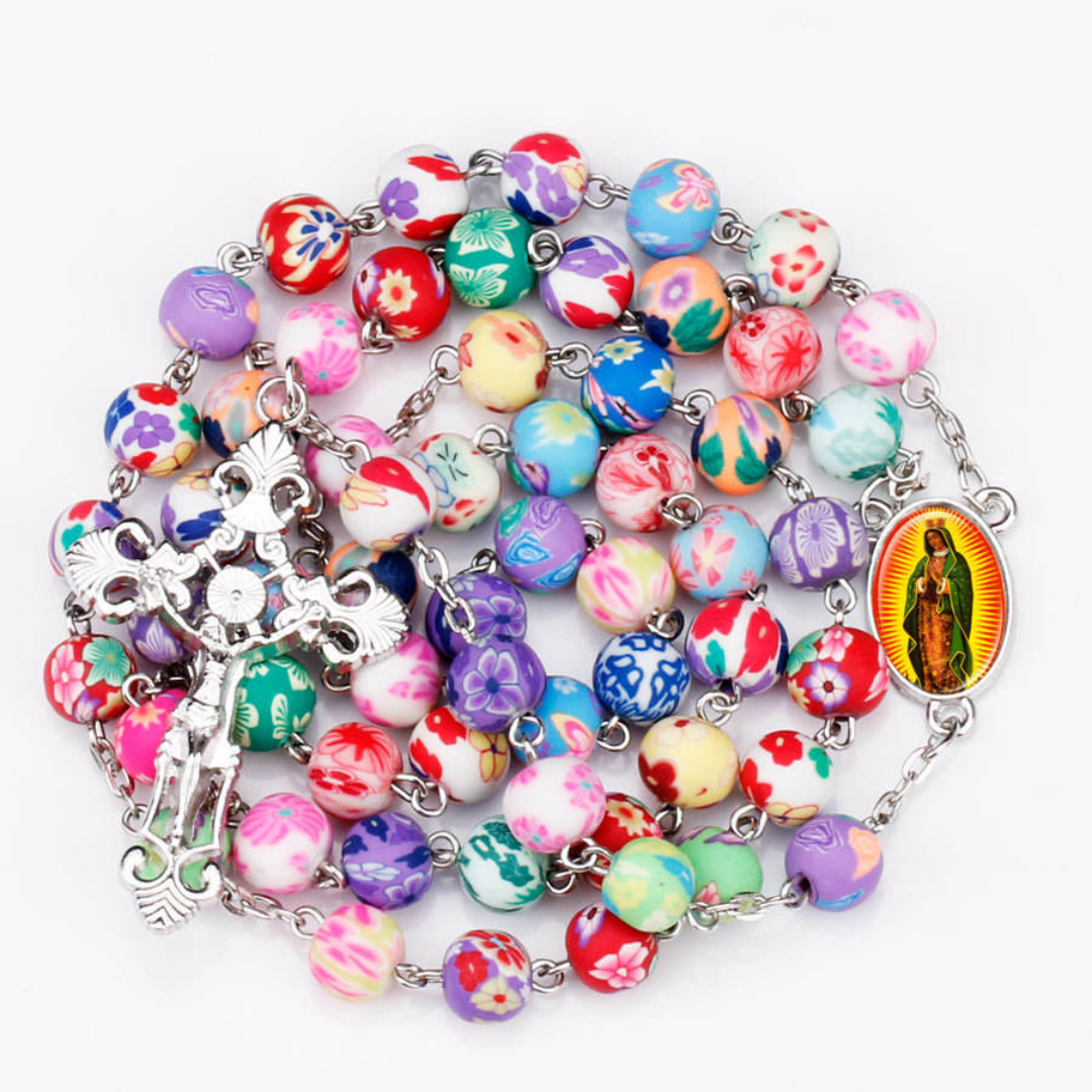 Colourful Virgin Mary Polymer Clay-Bead Rosary - JMJ Catholic Productsvariant