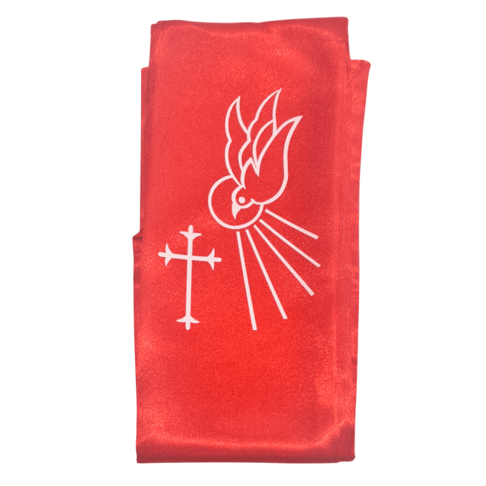 Confirmation Stole for Children — Crucifix with Dove and Sunlight - JMJ Catholic Productsvariant