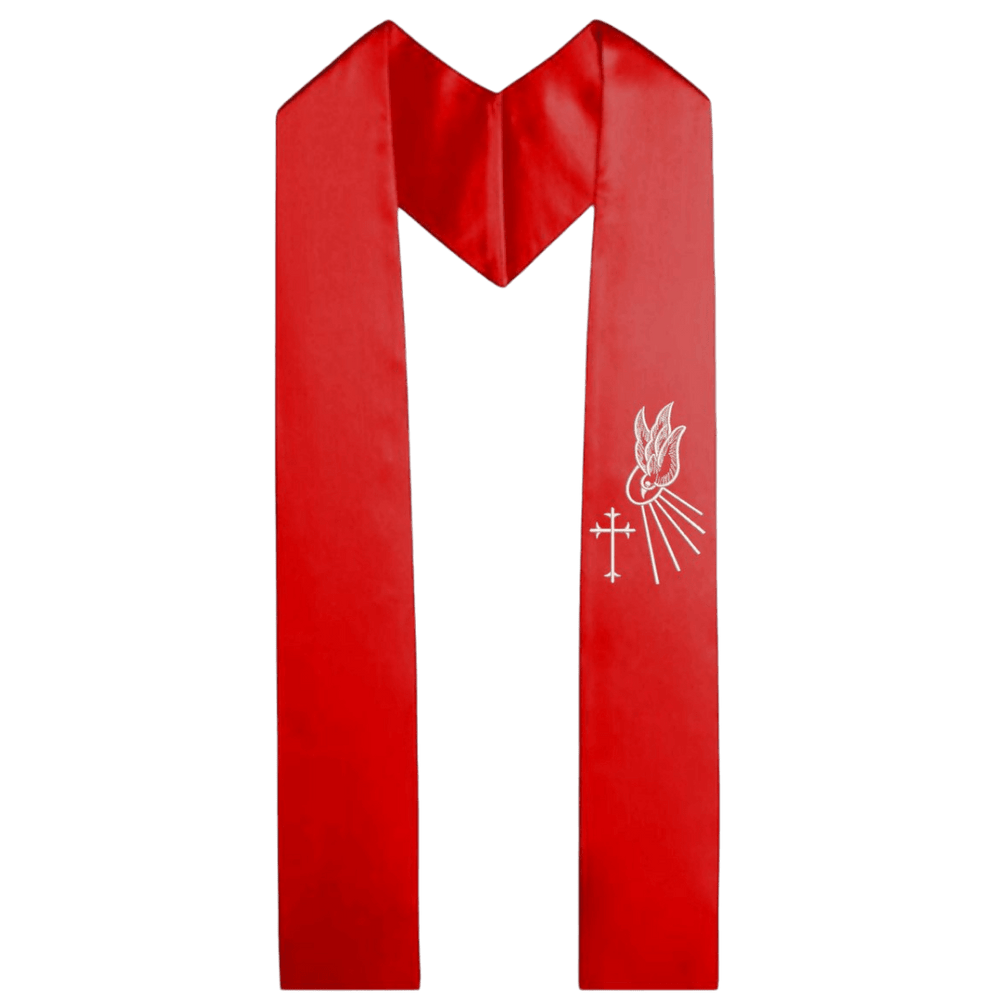 Confirmation Stole for Children — Crucifix with Dove and Sunlight - JMJ Catholic Productsvariant