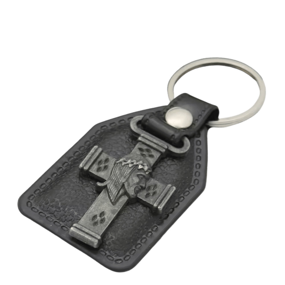 Crown of Thorns Crucifix Catholic Leatherette Keyring - JMJ Catholic Productsvariant