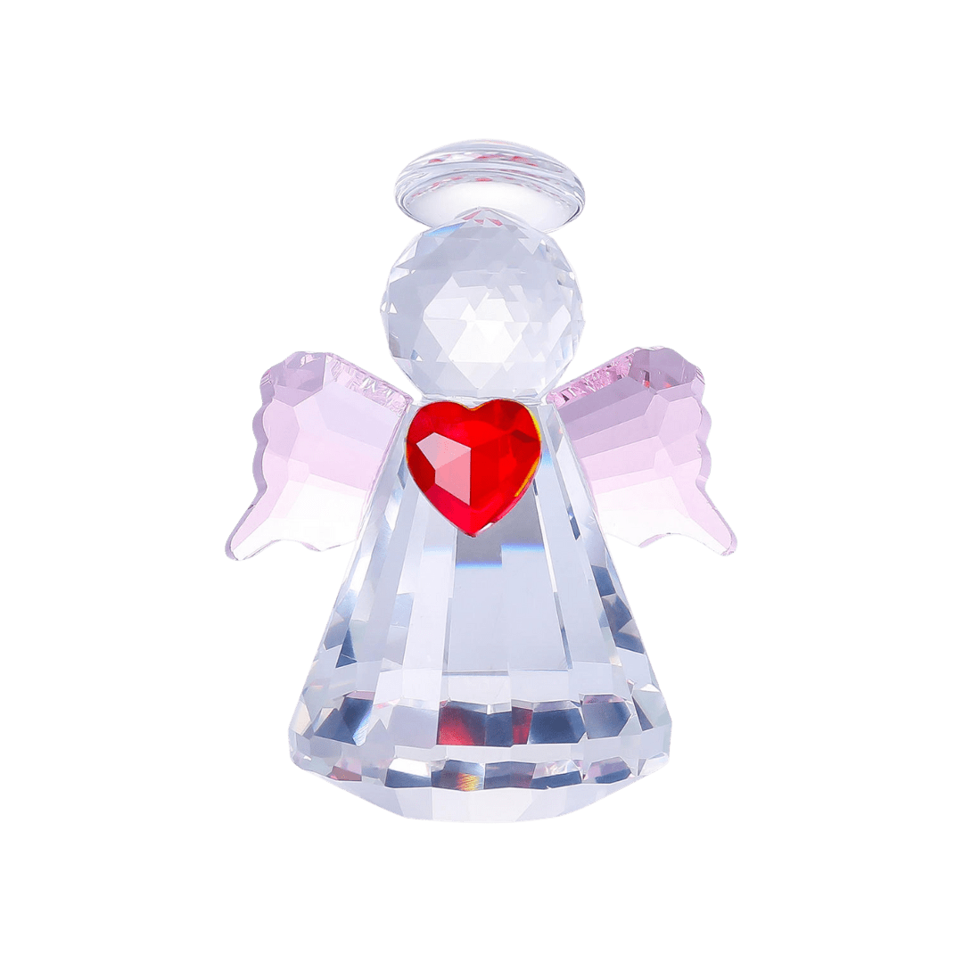 Crystal Angel Figurine - Clear with Red Heart - JMJ Catholic Productsvariant