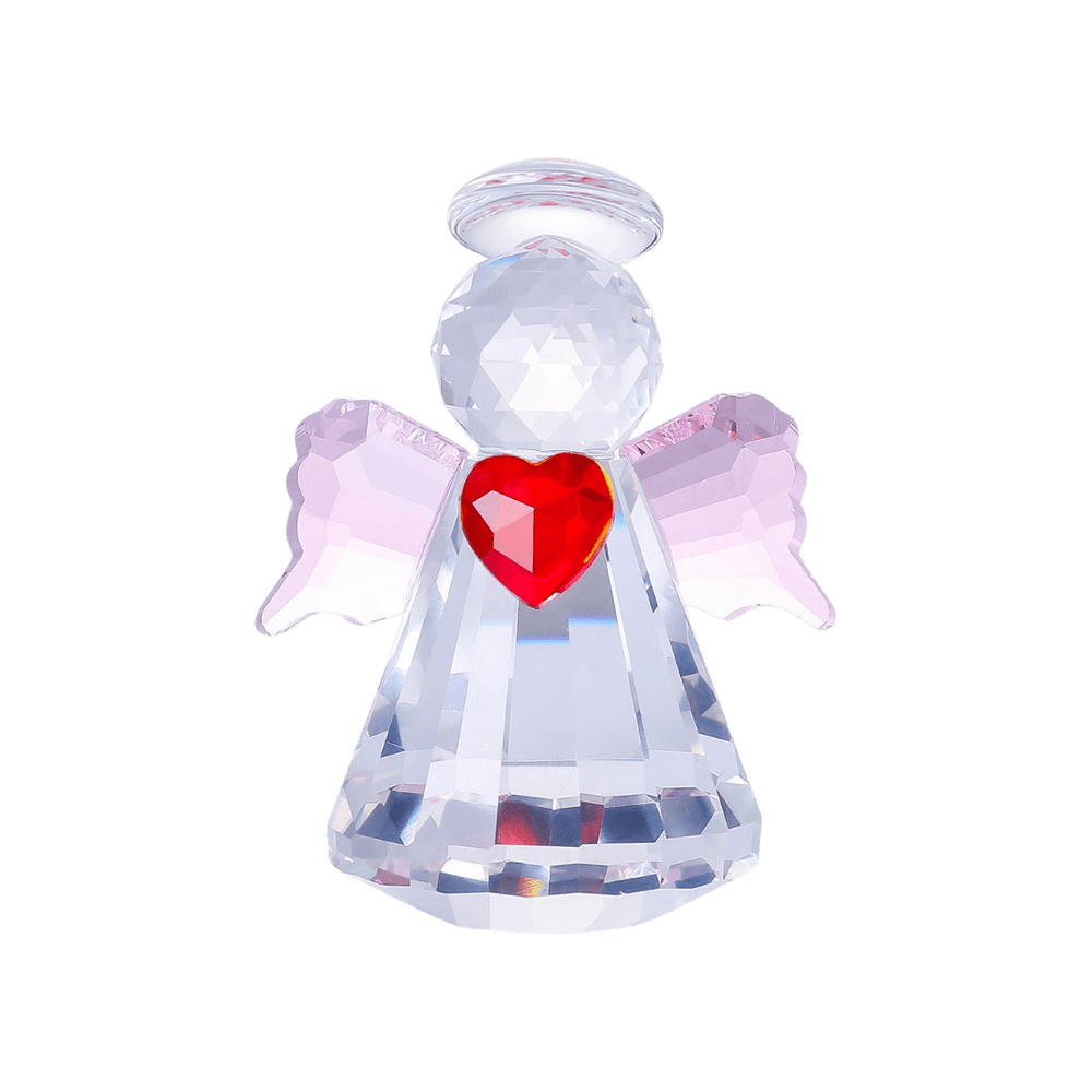 Crystal Angel Figurine - Clear with Red Heart - JMJ Catholic Productsvariant