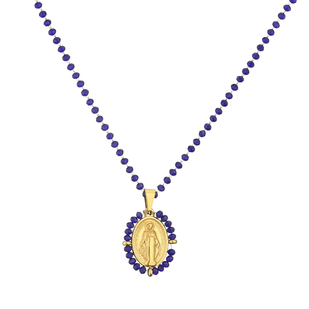Crystal Beaded Virgin Mary Pendant Necklace — 6 Colours Available - JMJ Catholic Productsvariant
