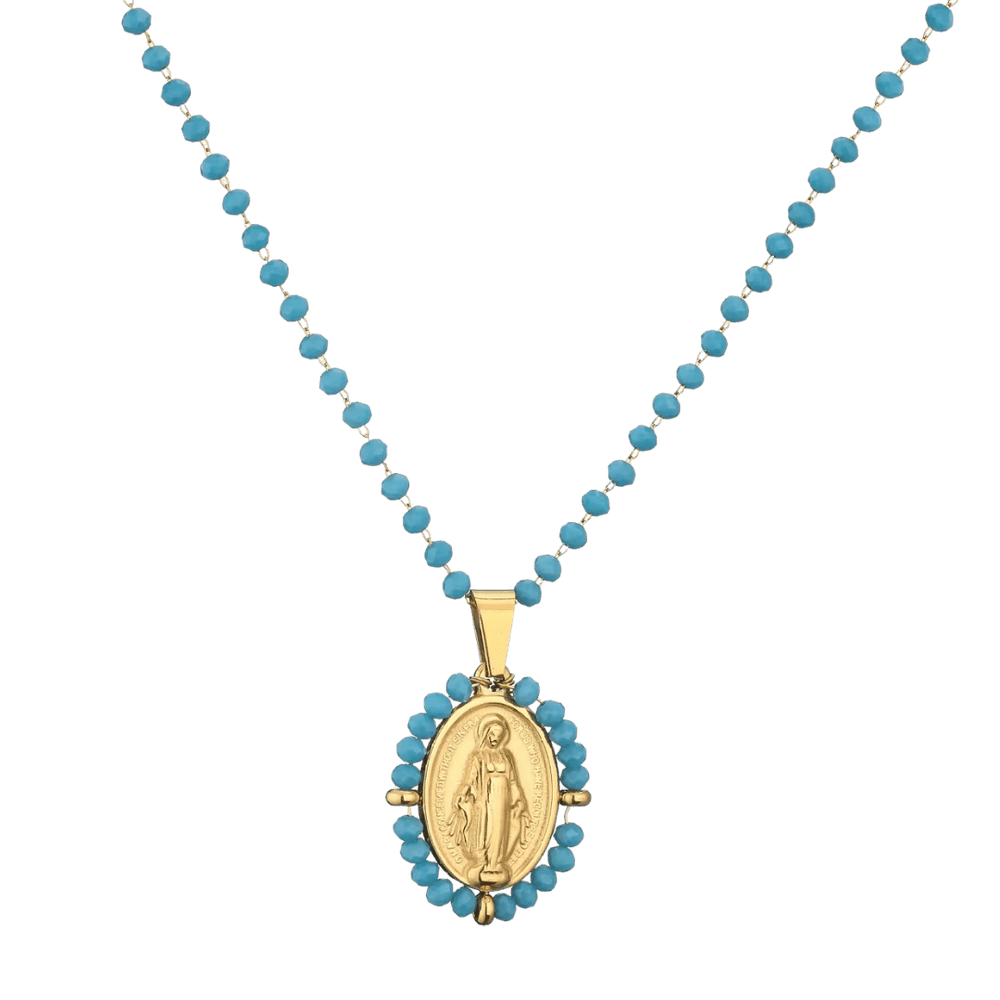Crystal Beaded Virgin Mary Pendant Necklace — 6 Colours Available - JMJ Catholic Productsvariant