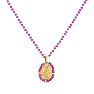 Crystal Beaded Virgin Mary Pendant Necklace — 6 Colours Available - image 7