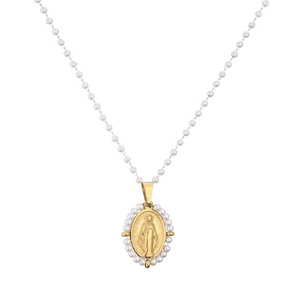 Crystal Beaded Virgin Mary Pendant Necklace — 6 Colours Available - image 6