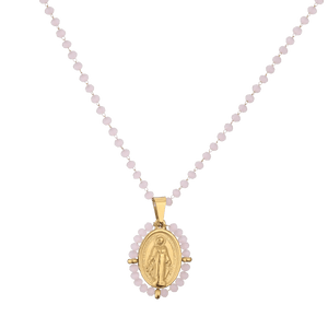 Crystal Beaded Virgin Mary Pendant Necklace — 6 Colours Available - image 4