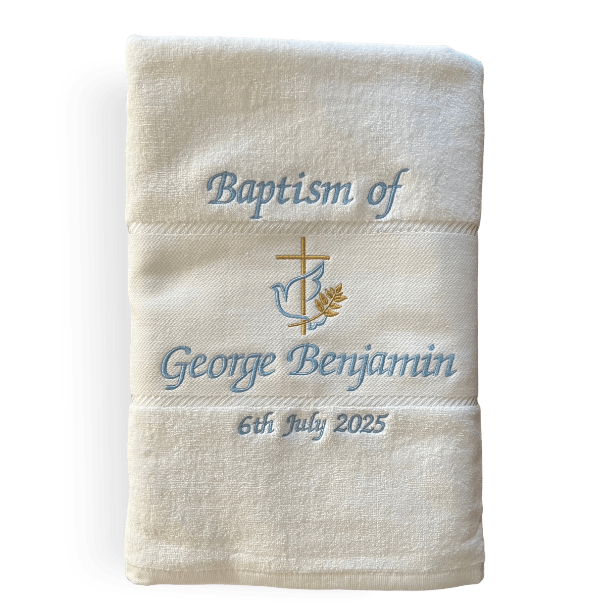 Customised Embroidered Christening Towel — Boy, a Treasured Keepsake - JMJ Catholic Productsvariant