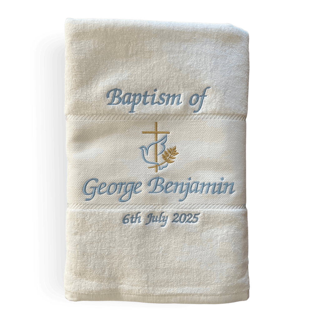 Customised Embroidered Christening Towel — Boy, a Treasured Keepsake - JMJ Catholic Productsvariant