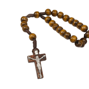 Dark Brown Wooden Catholic Rosary — Pack of 10 - image 3