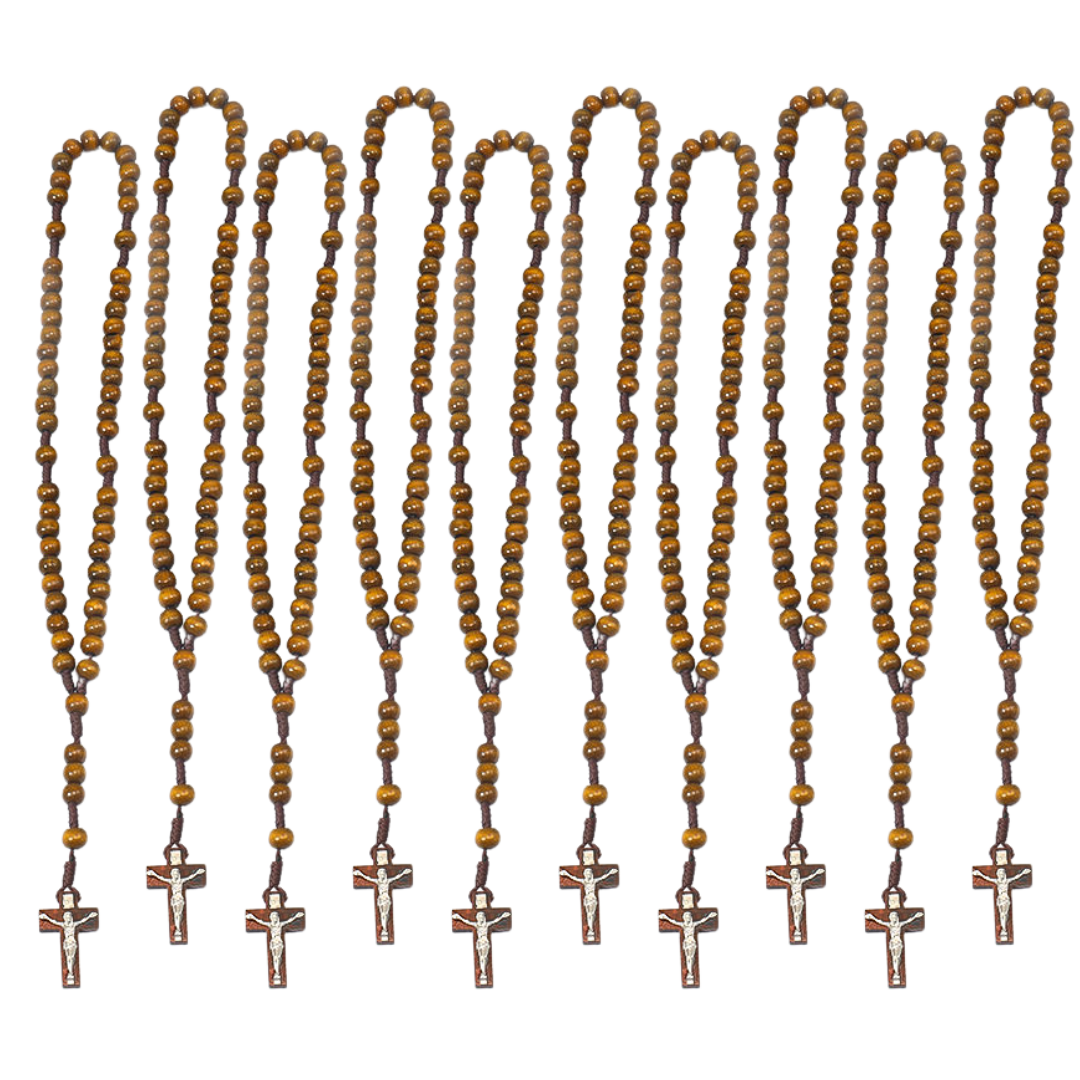 Dark Brown Wooden Catholic Rosary — Pack of 10 - JMJ Catholic Productsvariant