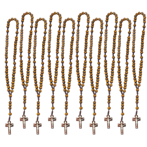 Dark Brown Wooden Catholic Rosary — Pack of 10 - image 4