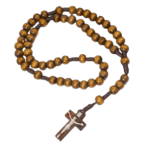 Pack of 10 dark brown wooden Catholic rosaries