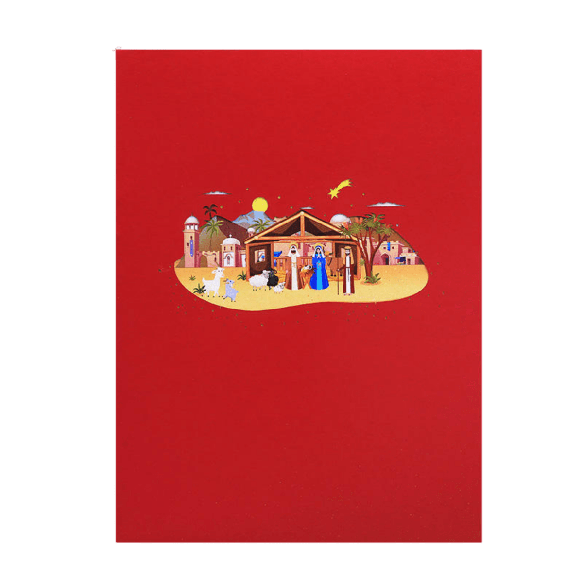 Deluxe 3D Pop-Up Nativity Christmas Card — Holy Family, Wise Men & Bethlehem Scene - JMJ Catholic Productsvariant