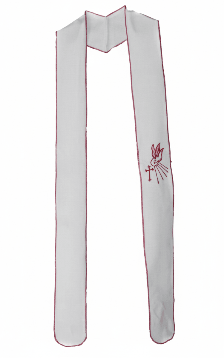 Descending Dove Confirmation Stole — White - JMJ Catholic Productsvariant