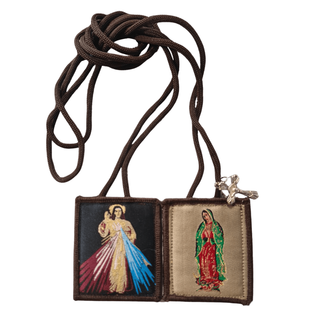 Divine Mercy & Our Lady of Guadalupe Scapular — Wool Back, Two Beloved Devotions